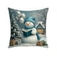 thumbnail image 1 of Funda de almohada de muñeco de nieve, funda de almohada de muñeco de nieve de invierno, casa de nieve azul, funda de cojín de sofá, cojín decorativo, fundas de almohada para sofá de dormitorio y sala, 1 of 6