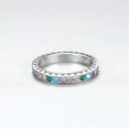 thumbnail image 4 of Bellitia Jewelry 925 Sterling Silver Colored CZ Stones Stackable Ring, Simulated Diamond Multi Color Eternity Bands Wedding Band for Women, 4 of 6