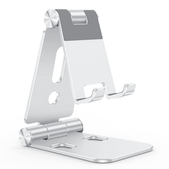Soporte para teléfono celular OMOTON C4 plegable de aluminio plateado