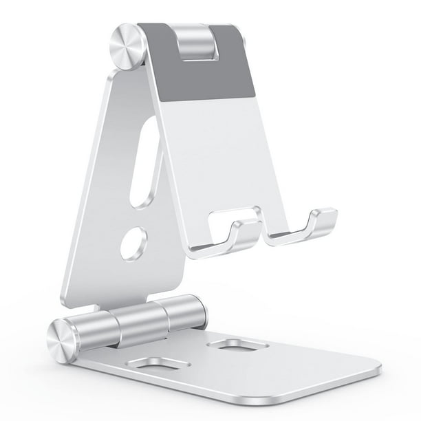 Soporte para teléfono celular OMOTON C4 plegable de aluminio plateado