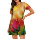 thumbnail image 1 of Disketp Rose Psychedelic para Camisón Corto de Manga Corta para Mujeres, Camisón Cómodo con Escote Redondo, Bonito y Confortable, 1 of 6
