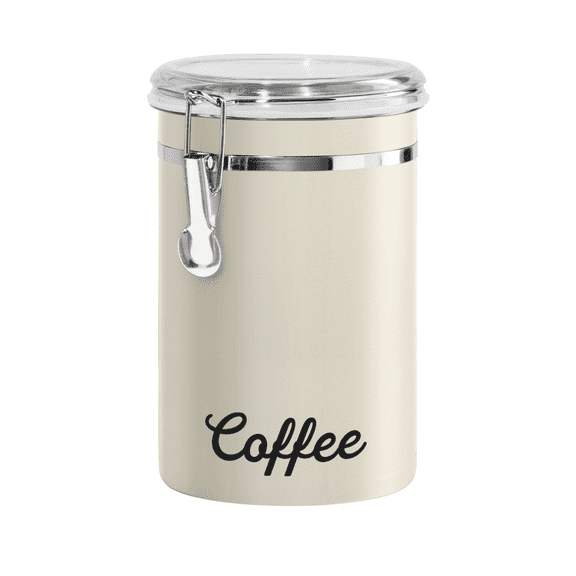 Stainless Steel COFFEE Canister (7.5" H, 62 oz), Warm Gray