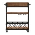 thumbnail image 3 of Weston Home Clayton Rustic Wood and Metal Bar Cart, Oak Finish, 3 of 8