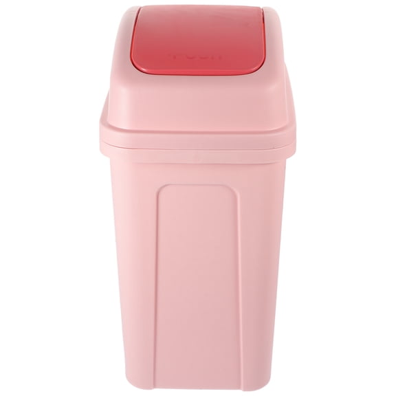 LOLIPPYY Pink PP Plastic Swing Lid Trash Can for Home and Bathroom Use
