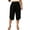 Black, variant on Women's Cotton Casual Capri Pants Smocked Waist Loose Fit Wide Leg Baggy Cropped Trousers for Summer