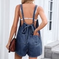 thumbnail image 6 of YTCAMLO Loose Fit Womens Denim Overalls Trendy Y2K Loose Fit Adjustable Strap Short Jumpsuits with Pockets Backless Rompers, 6 of 9