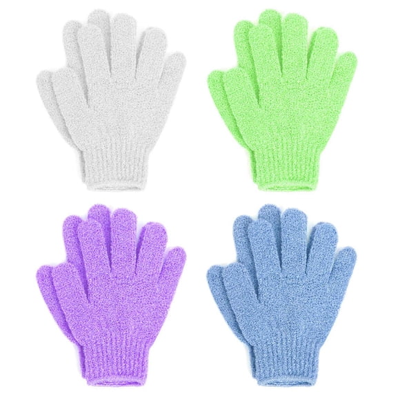 Guantes de baño exfoliantes Linda, paquete de 4