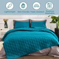 thumbnail image 3 of Litanika Juego De Cama Tamaño Queen, Color Verde Azulado, Colchas Y Colchas Ligeras, Color Turquesa, Funda De Cama, Decoración De Cama Para Todas Las Estaciones, 3 Piezas (1 Edredón Y 2 Fundas De Almo, 3 of 5