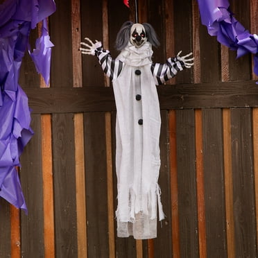Morris Costumes 3.5 ft Animated & Light-Up Hanging Black & White Clown - Gray