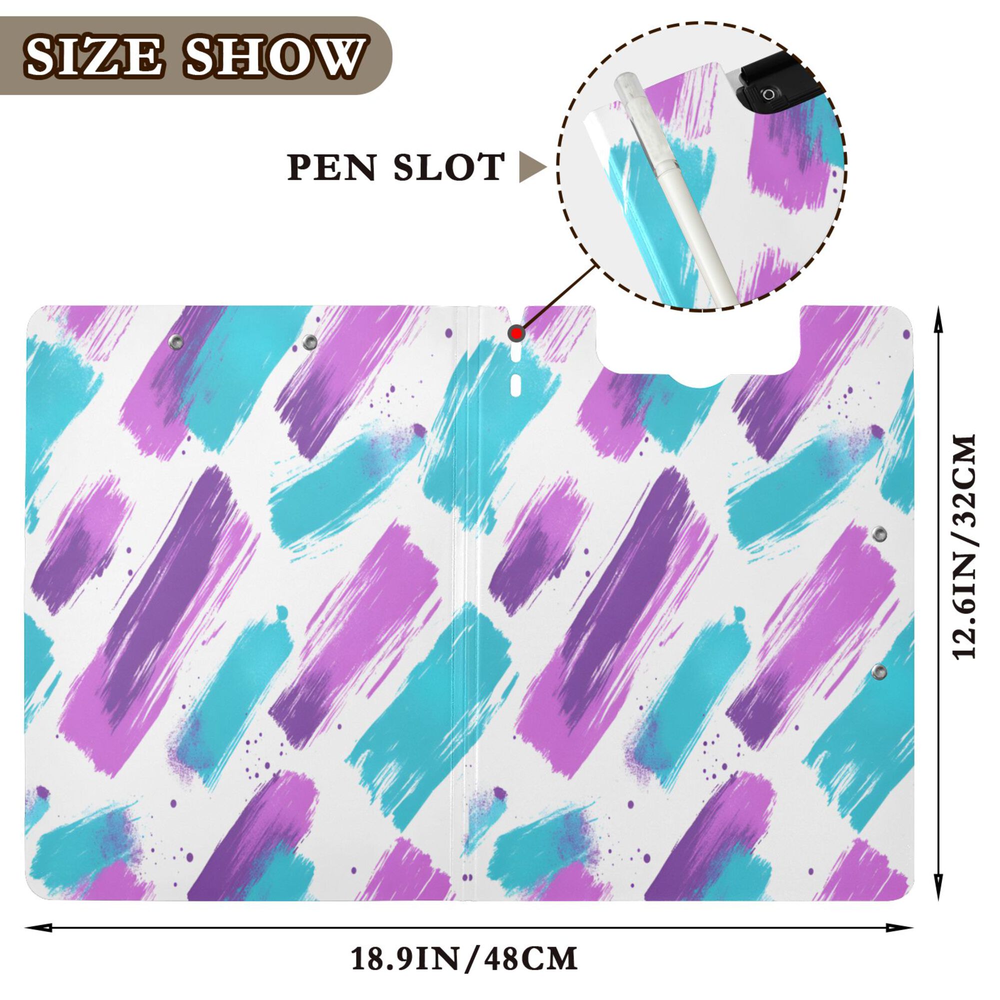 FORMRS A4 Clipboard Folder with Pen Holder Horizontal Foldable School Office Binder, Purple Drawing