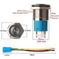 thumbnail image 2 of 2 interruptores pulsadores con enclavamiento, 1 NO, 1 NC, de acero inoxidable, resistentes al agua, 220 V-230 V/5 A, con luz LED y toma de corriente, orificio de montaje de 16 mm (azul y, 2 of 5