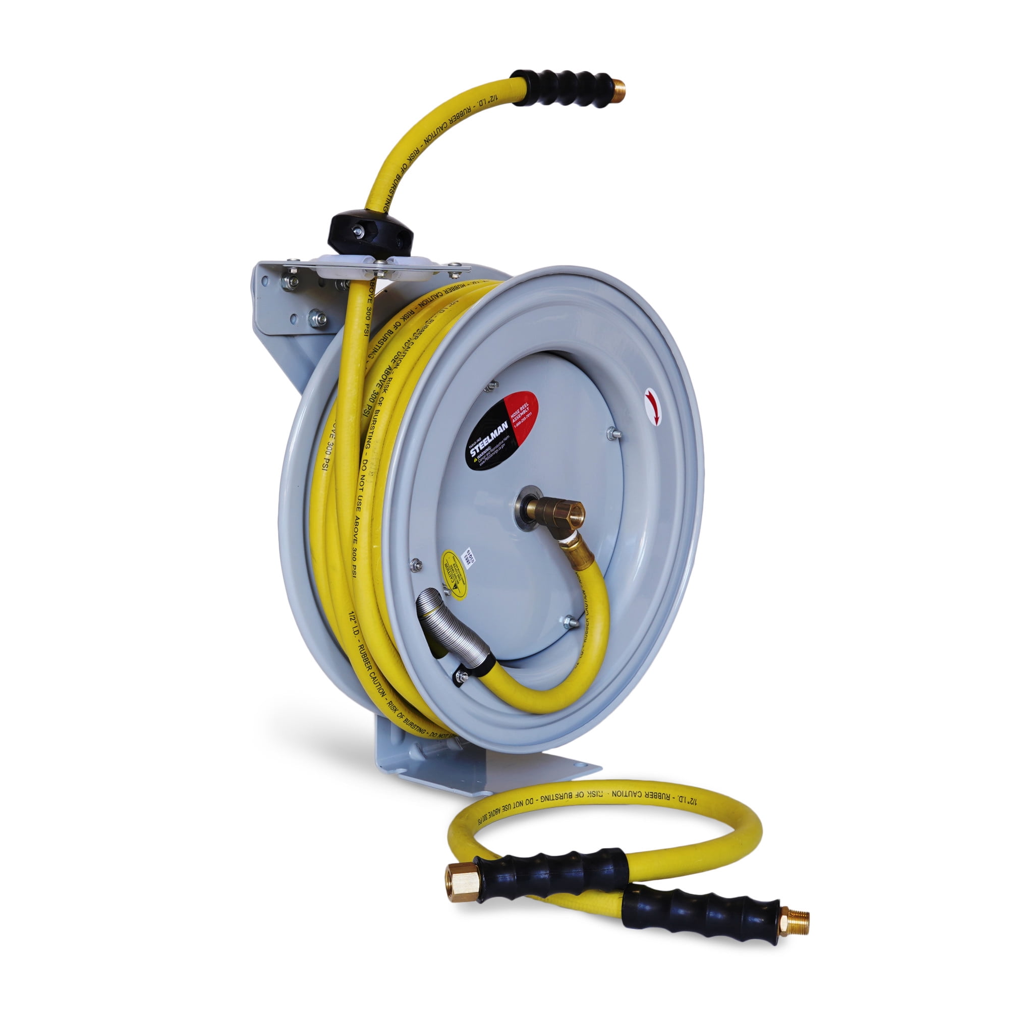 STEELMAN 96840-IND Enclosed Spring Garden Center Water / Pneumatic Hose Reel with 50-Foot 1/2-Inch ID Hose
