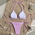 thumbnail image 5 of Erwazi Women 2 Piece Swimsuit Swimwear Solid Color Padded Halter String Triangle Bikini Sets, 5 of 7