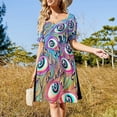 thumbnail image 4 of Vestido de manga corta con estampado de globo ocular Ropa femenina Ropa de verano para mujer Vestido, 4 of 7