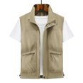 thumbnail image 2 of Atkumj Men Fishing Vest Fashion Multi‑Functional Stand Collar Zip Up Drawstring Hem Oversized Vests Casual Solid Color Loose Mens Outerwear Vests for Outdoor Activity 3XL, 2 of 9