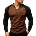 thumbnail image 7 of RongHuan Henley Shirts for Men Long Sleeve V-Neck Tshirts Vintage Slim Fit Sports T-Shirt Casual Color Block Tees, 7 of 7