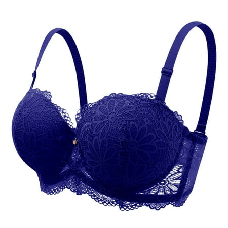 HYSYSB Lace Bra balconette Bras for Women plus Size Sports Bra compression Bra cut Bra Underwear Bralette Crop Top Female Bra Brassiere Bra Thin Cup Bra Unpadded Bra square Neck Bra Blue 90