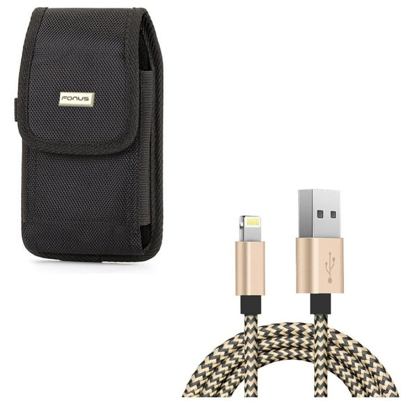 Case Belt Clip w USB Cable for iPhone XR - Swivel Holster Rugged Cover Pouch, 6ft Charger Cord Power Wire Compatible With iPhone XR