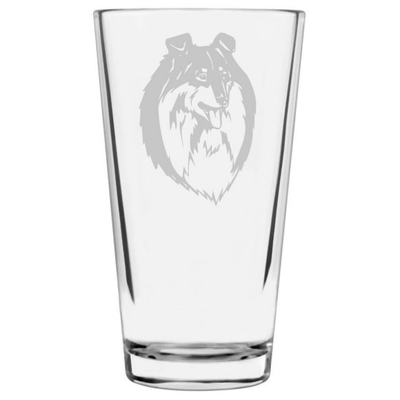 Scotch Collie Dog Themed Etched All Purpose 16oz Pint Glass