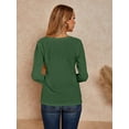 thumbnail image 5 of Womens V Neck Shirts Long Sleeve Waffle Knit Loose Fitting Warm Tee Tops Pullover Sweaters, 5 of 6