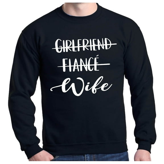 Shop4Ever Men's Girlfriend Fiance Wife Wedding Crewneck Sweatshirt XX-Large Black