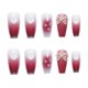thumbnail image 2 of Uñas de ballet rosas, uña postiza de párrafo largo con lazo blanco y corazón, 2 of 4