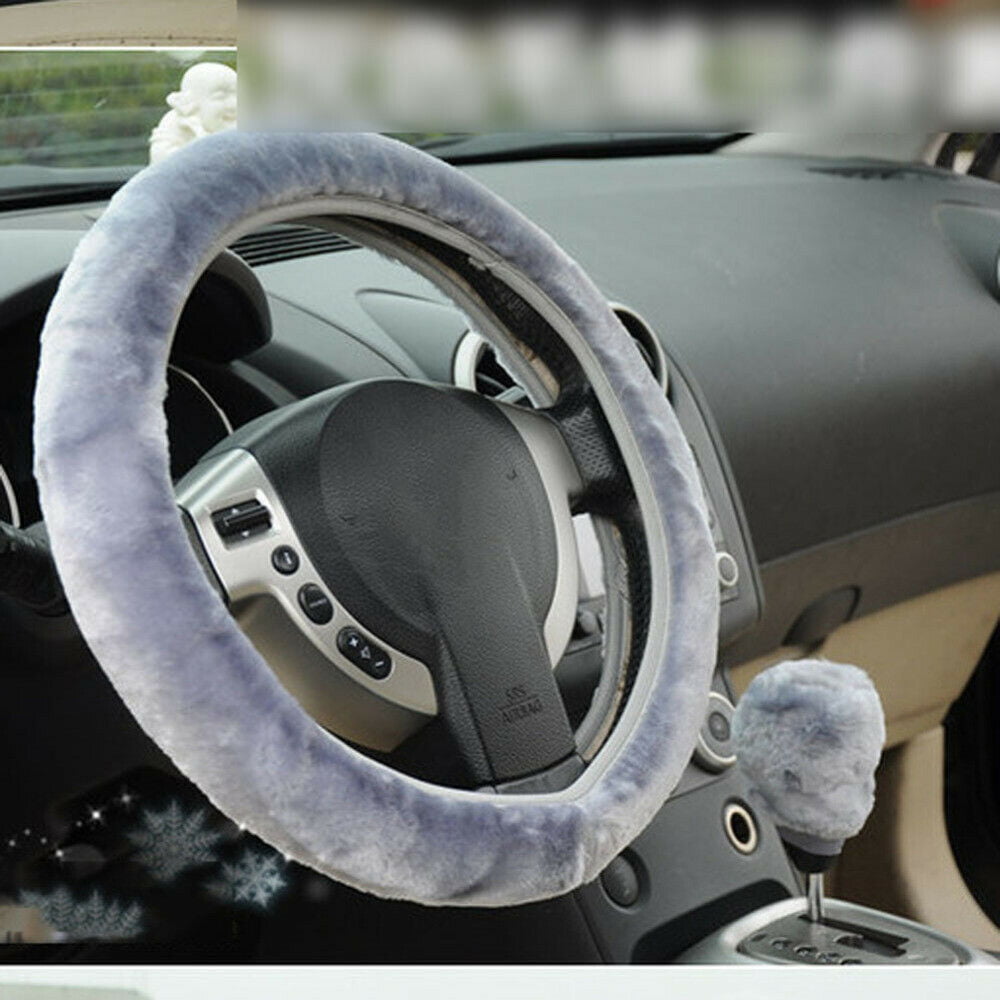 Black and Charcoal Steering Wheel Cover with a Charcoal Horse