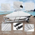 thumbnail image 3 of MISSMILE Heavy Duty 1200D PU Waterproof Boat Cover, 20-22 Trailerable Marine Grade Polyester Canvas, Fits 20-22ft V-Hull, Runabout, Tri-Hull, Pro-Style Bass Boat with Tightening Strap, 3 of 7