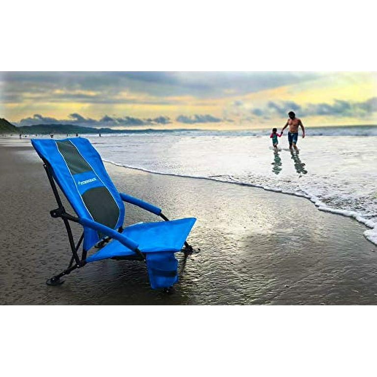 STRONGBACK Low Gravity Beach Chair with Lumbar Back Support Folding Blue