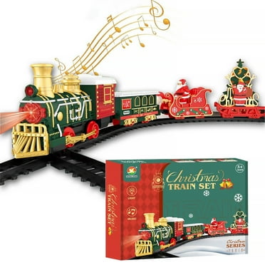 Caunedy Electric Train Sets for Kids,Christmas Train Toy with Realistic Train Sound Red Lights Birthday Gift