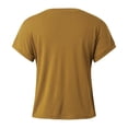 thumbnail image 5 of Women’s Casual Dressy Basic T Shirts Loose Fit Crewneck Cap Sleeve Tee Tops Khaki XXL, 5 of 6