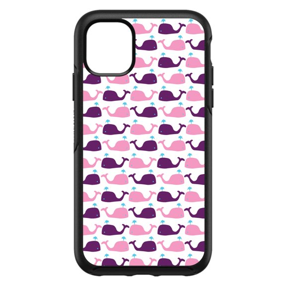 DistinctInk Custom SKIN / DECAL compatible with OtterBox Symmetry for iPhone 11 Pro (5.8" Screen) - Purple Pink Cartoon Whales - Cartoon Whales