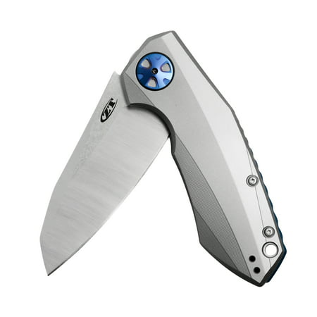 Zero Tolerance 0456, Sinkevich Pocket Knife; 3.25” CPM-20CV Steel Blade, Titanium Handle with Stonewash and Satin Finish, KVT Ball-Bearing Opening, Titanium Frame Lock, Reversible Pocketclip; 6.6