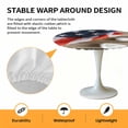 thumbnail image 2 of Elastic Fitted Round Tablecloth, American Flag Golf Waterproof Stretch Table Cover for 36"-44" Tables, 4th of July Farmhouse Vintage Wood Grain Washable Outdoor Tablecloths for Patio, Picnic, Camping, 2 of 9