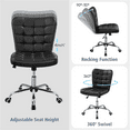 thumbnail image 6 of Alden Design Modern Tufted Faux Leather Home Office Armless Desk Chair, Black, 6 of 10