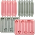 thumbnail image 1 of czcpp-4 Pack Assorted Crayon Molds Cavity 3D Crayon Silicone Mold Triangular Silicone Chocolate Making for DIY Wax Crayons Candle Melting Animal Flower Chocolate Pen Shapes, Pink Gray, 1 of 4