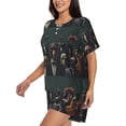 thumbnail image 2 of Susaid Stylish Avian Gathering Print Women's Pajama Set, Button-Up Sleepwear with Elastic Waist Shorts, Perfect for Lounging, Yoga, Beach, and Casual Wear-Medium, 2 of 7