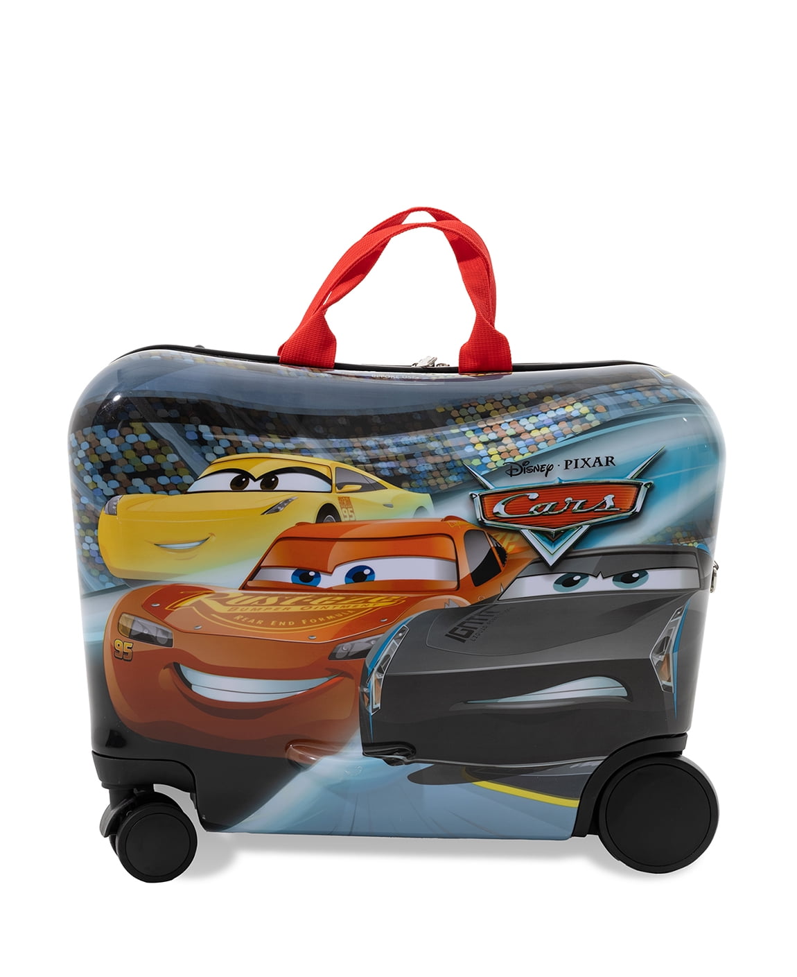 Kid's Disney Cars Lightning McQueen Character Ride On Scooter Hardside Luggage for Boys and Girls -Red