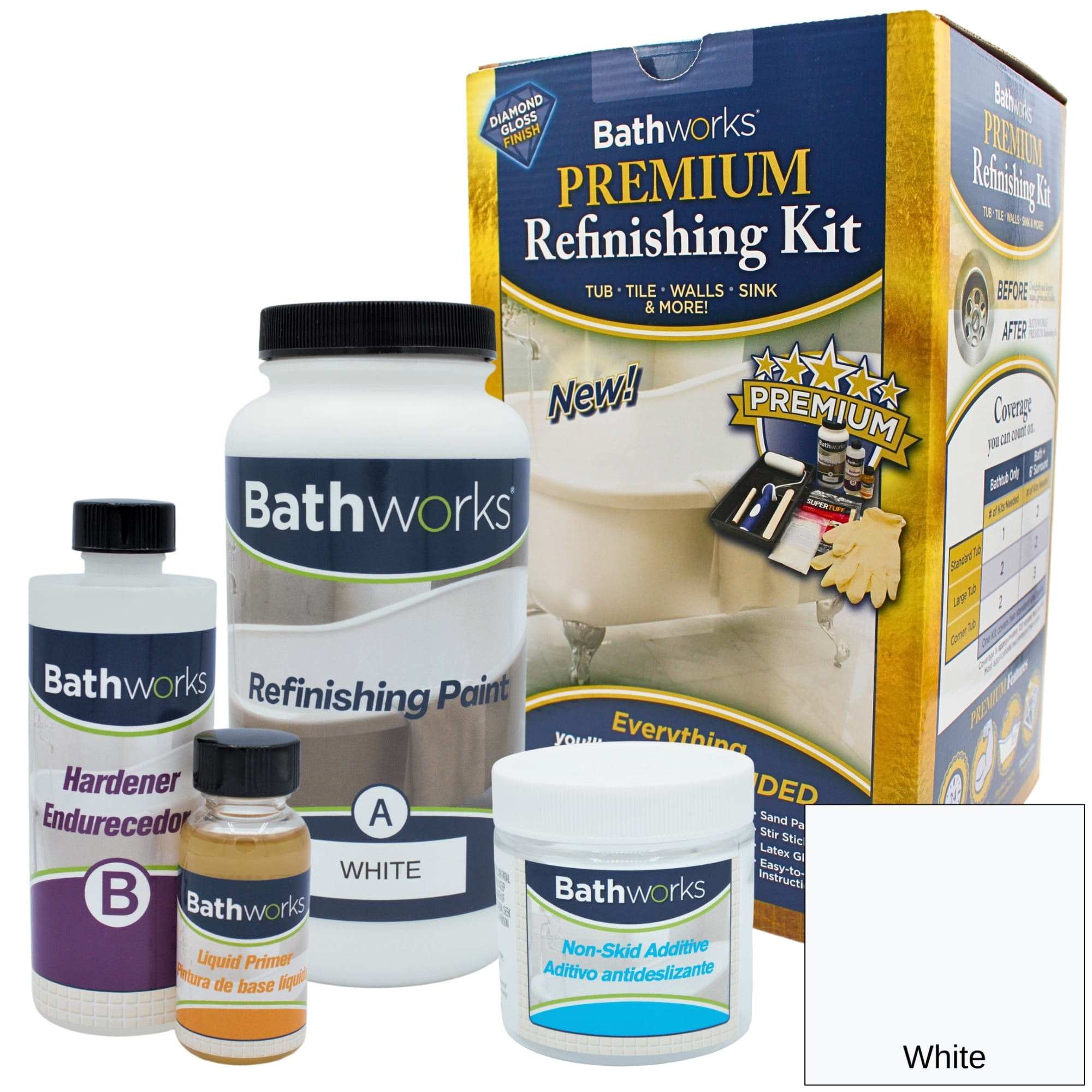 22oz Bathworks® Premium Bathtub & Tile Resin Paint Refinishing Kit with