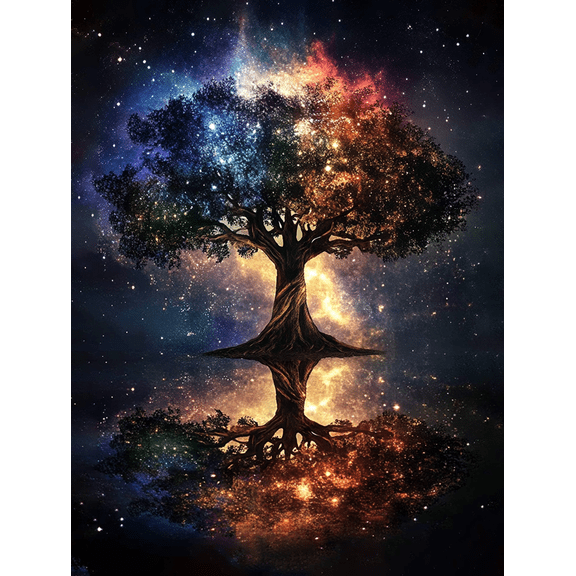 Cosmic Tree Canvas Print/Wall Art, Suitable for Living Room, Bedroom, Office, Yoga Studio, and Meditation Room Decoration.