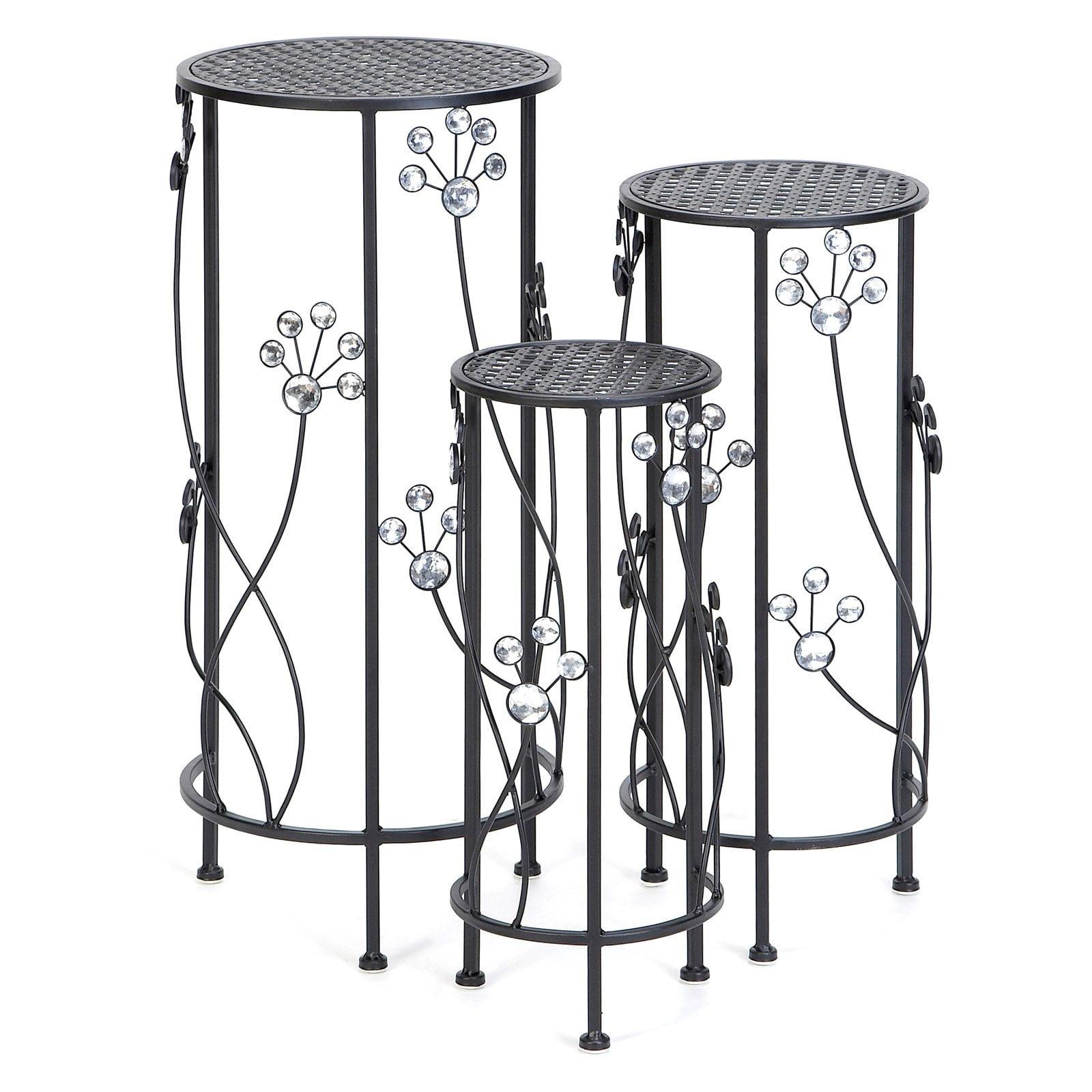 Decmode Metal Plant Stand, Set of 3, Charcoal by DecMode
