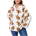 thumbnail image 2 of Sudadera con capucha y manga larga para mujer, informal, con estampado de oso, polar, cálida, con capucha y manga larga, blusa de poliéster., 2 of 8