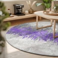 thumbnail image 3 of Round Area Rugs 5Ft, Purple Grey Abstract Non-Slip Washable Circle Rugs Carpet, Gradient Geometric Graffiti Modern Art Indoor Outdoor Rug Floor Mats Throw Runner for Bedroom Living Room Bathroom, 3 of 8