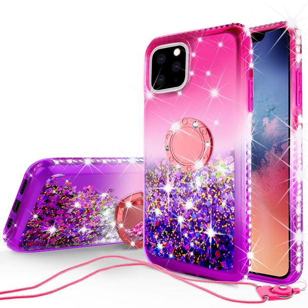 Case For Apple Iphone 12 Mini Ring Kickstand Glitter Liquid Quicksand Girls Women Cute Protective Phone Case W Tempered Glass Screen Protector Hot Pink Purple Walmart Com Walmart Com