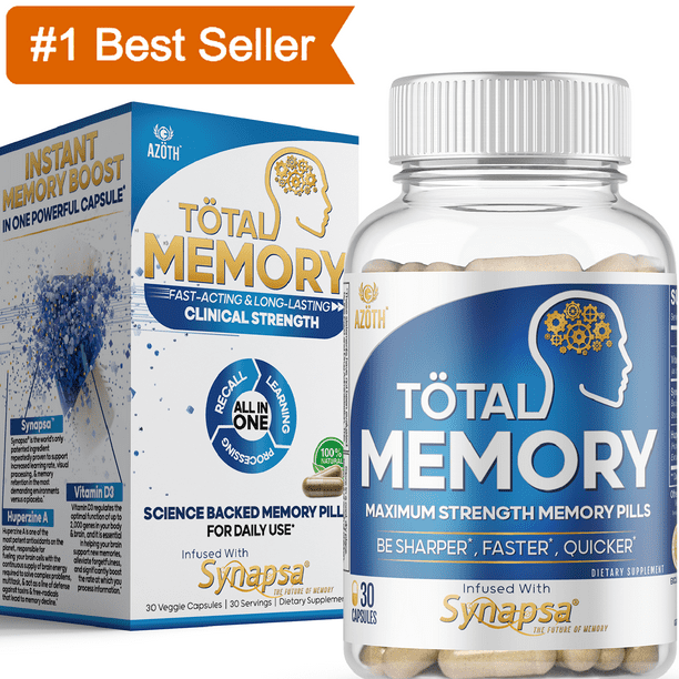 Azoth Extra Strength Memory Pills Fast Acting Memory Supplement Brain Booster For Focus Memory Clarity Energy Vitamin D3 Bacopa Monnieri Capsules Huperzine A 30 Pills Walmart Com