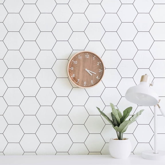 Hexagon Wallpapers Peel and Stick Geometric Wallpaper Contact Paper 17.3”×78.7” Grey and White Removable Wallpaper White Trellis Vinyl