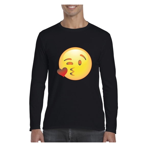MmF - Mens Long Sleeve T-Shirts, up to Size 5XL - Emoji Winky Face