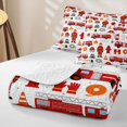 thumbnail image 4 of Castle Fairy Cartoon Fire Truck Quilt Full,Firefighter Seamless Full Bedspread Sets,Red White, 4 of 7