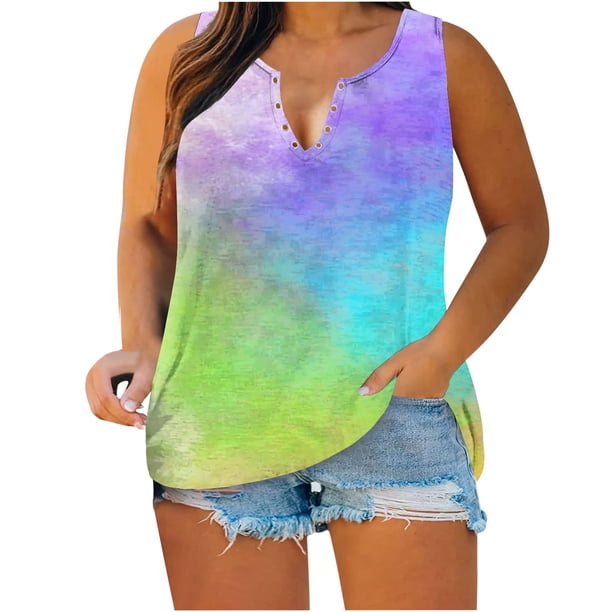 Blusa de chaleco sin mangas con cuello en V y estampado de tallas grandes suelta informal con estilo para mujer OAVQHLG3B Store lin121212
