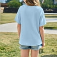 thumbnail image 5 of Girls Shirts Size 11-12 Short Sleeve Casual Round Neck Fashion Cute Print T-Shirt Soft and Comfortable Oversized Pullovers(Solid, A01-Light Blue, 11-12 Years), 5 of 6